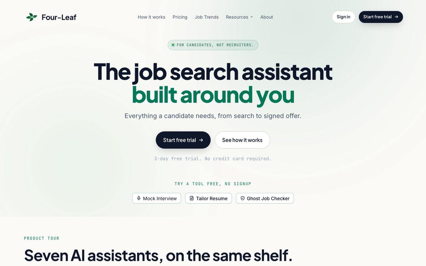 Four-Leaf — AI Job Search Assistant: Interviews, Resumes, Negotiation — screenshot