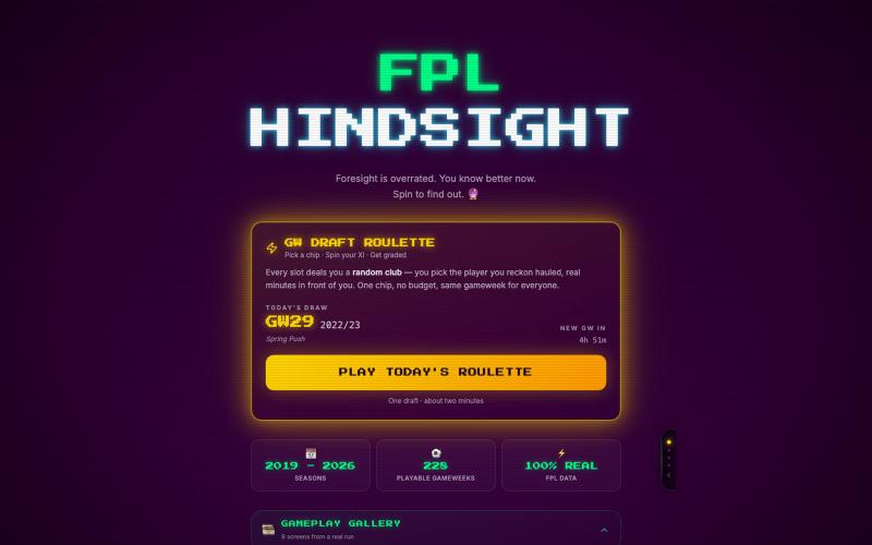 FPL Hindsight — Pick the Perfect Gameweek — screenshot