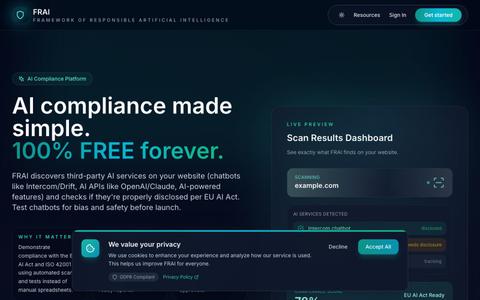 FRAI – Framework of Responsible Artificial Intelligence — screenshot