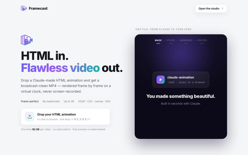 Framecast: Turn HTML Animations Into Flawless Video — screenshot