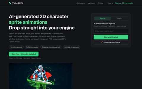FrameSprite - AI 2D Game Character Sprite Animation Generator — screenshot