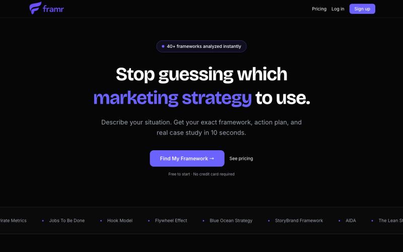 Framr — Find Your Marketing Framework in 10 Seconds — screenshot