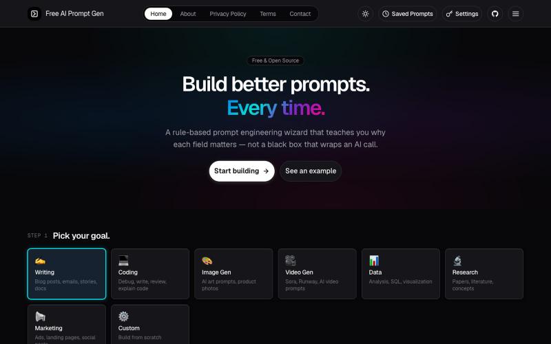 AI Prompt Generator Free | Best AI Prompt Writer & Tools — screenshot