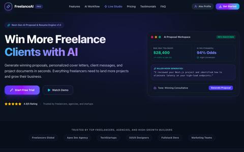 FreelanceAI Pro | AI Job Finder, Proposal Studio & Client Risk Radar — screenshot