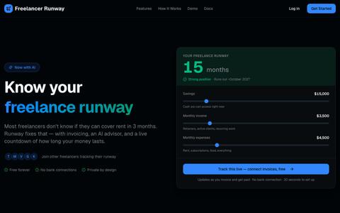 Freelancer Runway - Free Invoice Generator & Financial Tracker for Freelancers — screenshot