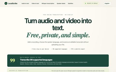 Free Online Transcription — Audio & Video to Text — screenshot