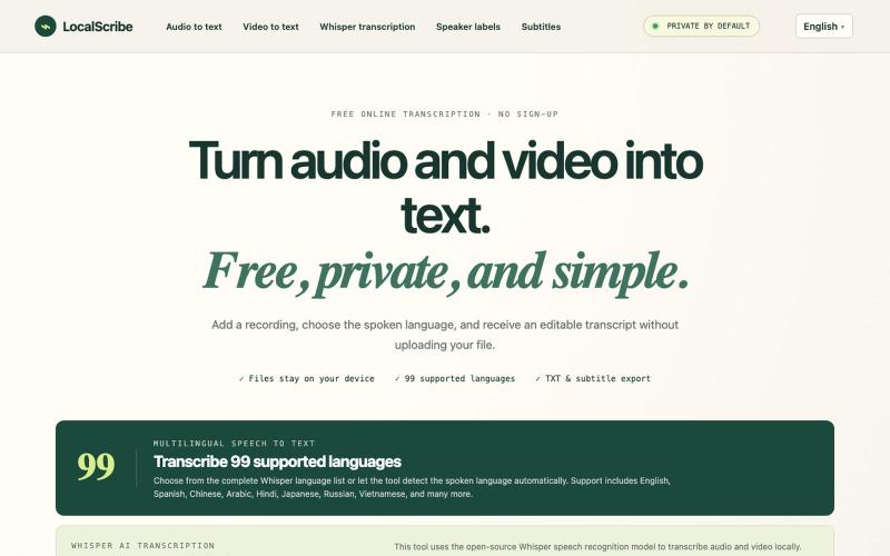 Free Online Transcription — Audio & Video to Text — screenshot