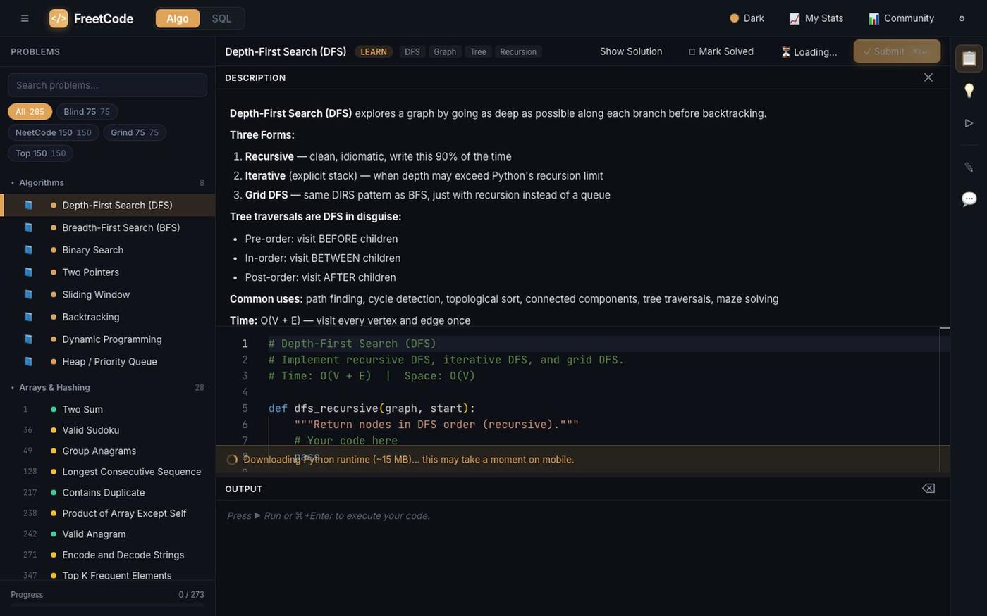 FreetCode — Free Algorithm Interview Prep — screenshot