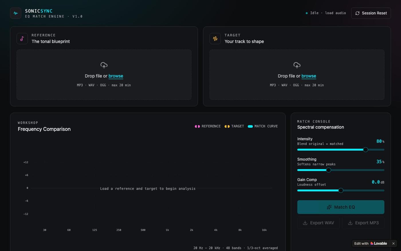SonicSync — AI Reference EQ Matcher — screenshot