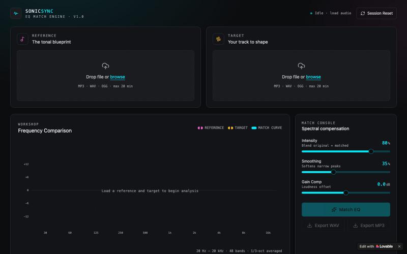 SonicSync — AI Reference EQ Matcher — screenshot
