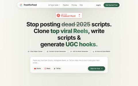 FreshForFeed — Turn Viral Videos Into Your Own Scripts — screenshot