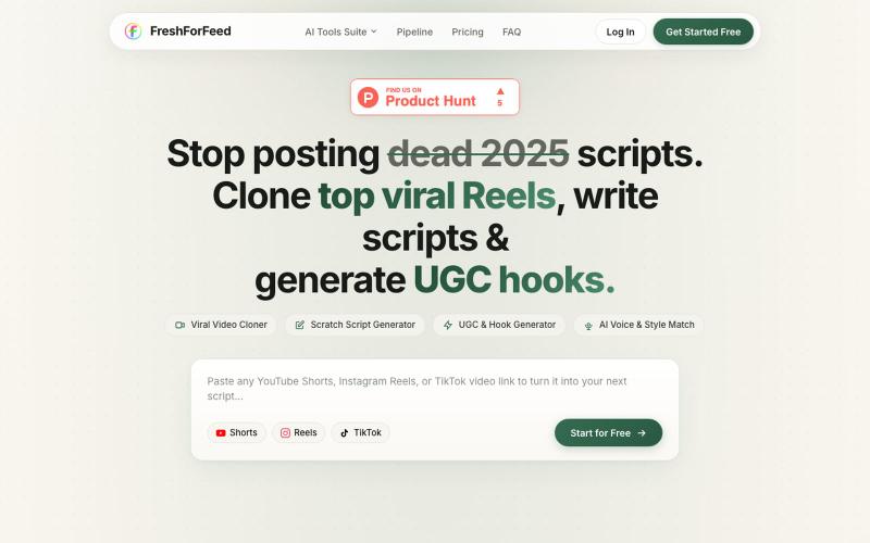 FreshForFeed — Turn Viral Videos Into Your Own Scripts — screenshot