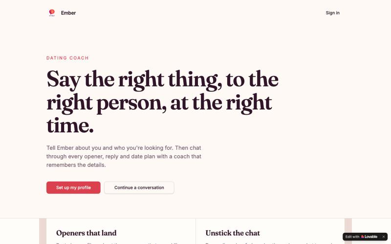 Ember — AI dating coach for men — screenshot