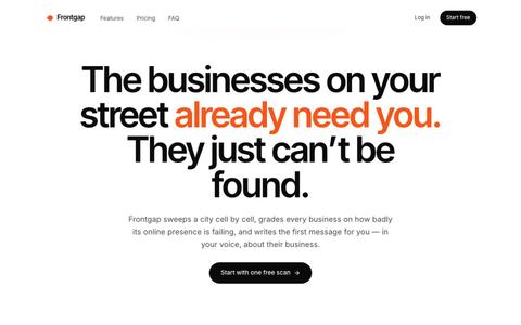 Frontgap | Find local businesses that need what you sell — screenshot