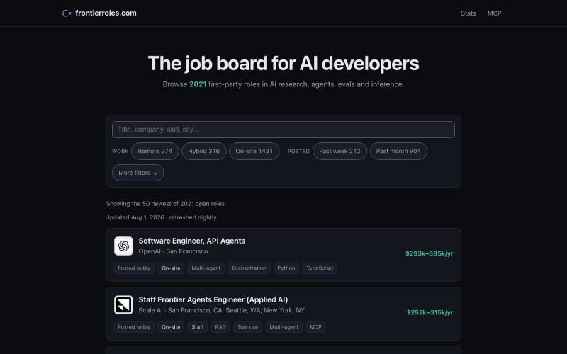 AI Engineering Jobs — RAG, agents, evals, inference — screenshot