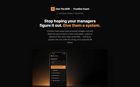 Frontline Coach by Own The Shift | AI Coach for New Managers — screenshot