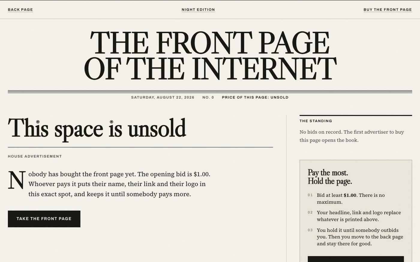 The Front Page of the Internet — screenshot
