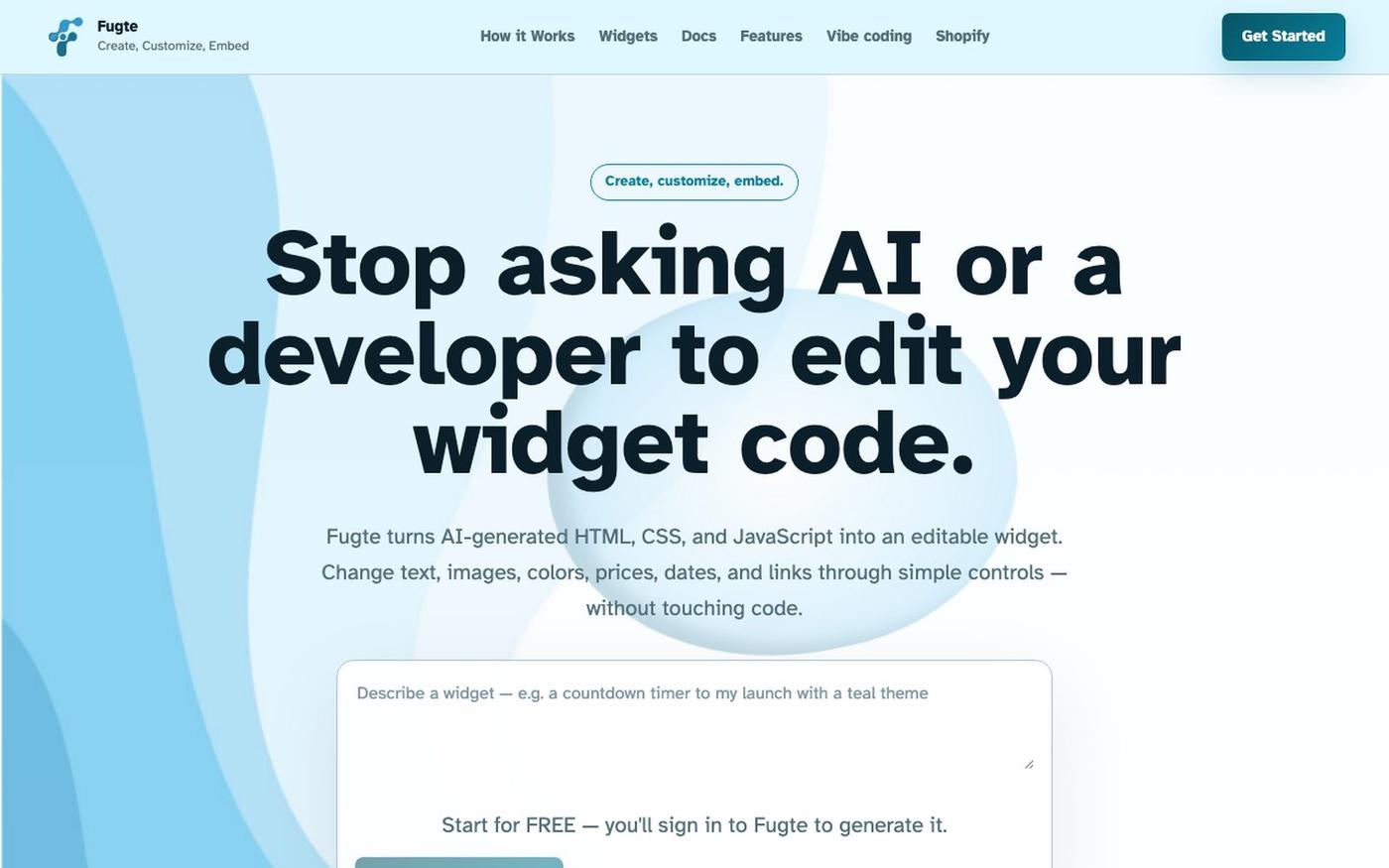 Fugte - Create, Customize, and Embed Fluid Widgets — screenshot