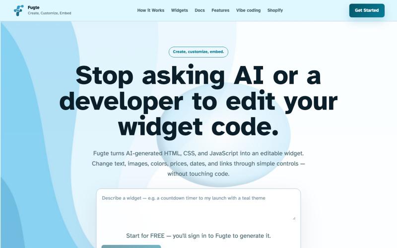 Fugte - Create, Customize, and Embed Fluid Widgets — screenshot