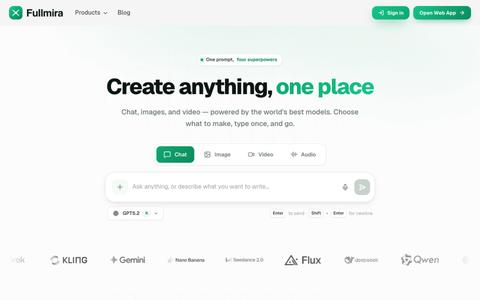 Fullmira — AI Image, Chat, Video & Audio in One Place — screenshot