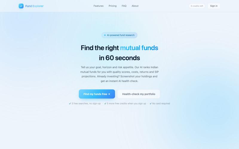 Fund Explorer | AI Mutual Fund Research & Portfolio Health Check for India — screenshot