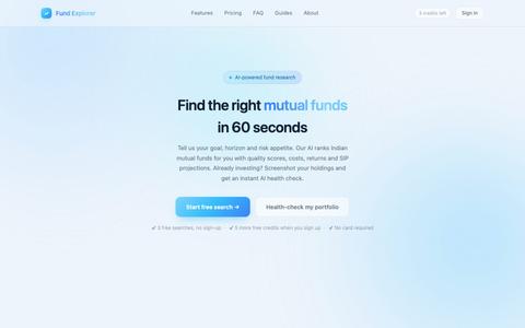 Fund Explorer | AI Mutual Fund Research & Portfolio Health Check for India — screenshot