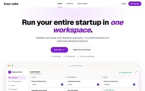 FuseCake — The All-in-One Startup Workspace for Teams — screenshot