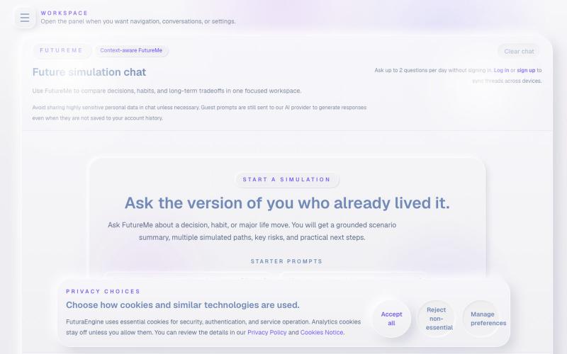 FuturaEngine: Future Self AI and Life Simulation Chat — screenshot
