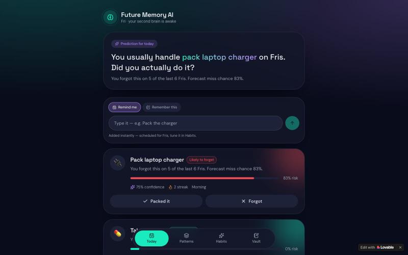 Future Memory AI — Remember before you forget — screenshot