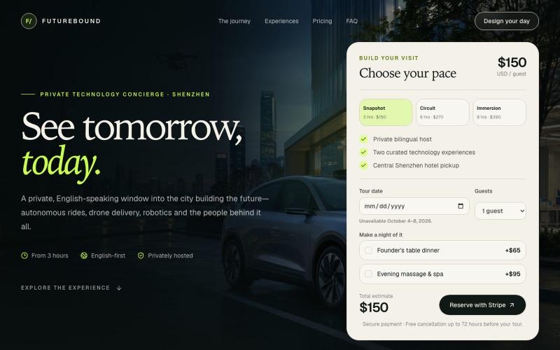 Futurebound Shenzhen — Private Technology Concierge — screenshot