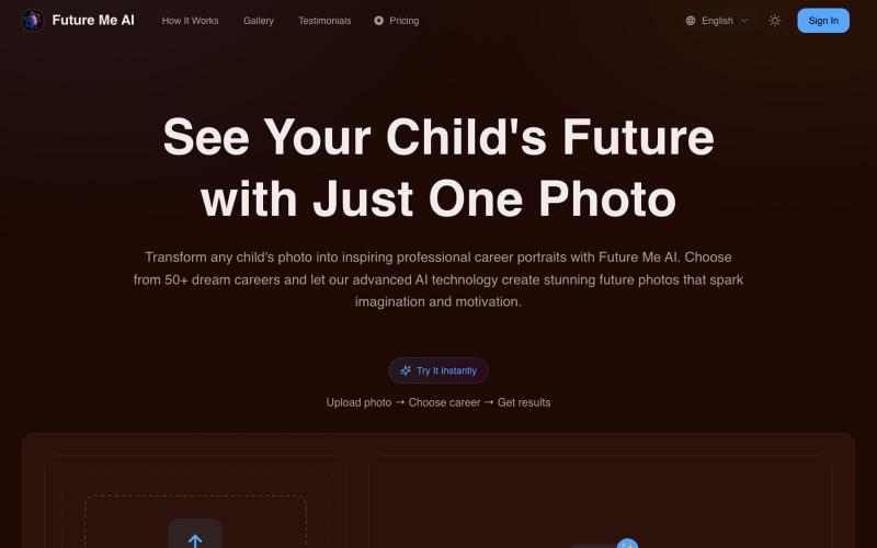 Future Me AI: See Your Child's Future with AI-Generated Career Photos | Dream Ca — screenshot