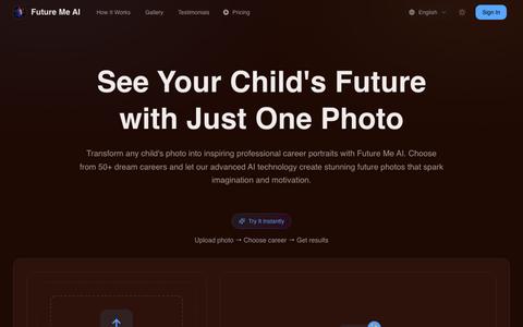 Future Me AI: See Your Child's Future with AI-Generated Career Photos | Dream Ca — screenshot