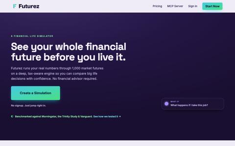 Futurez — Financial Life Simulator for Retirement & Big Decisions — screenshot
