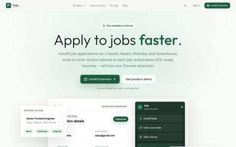 Fylla — Autofill Job Applications, AI Cover Letters & ATS Resumes — screenshot