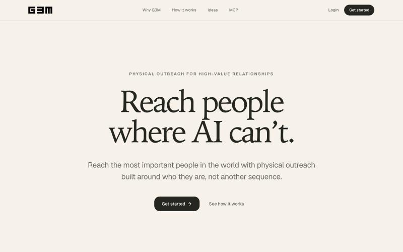 G3M — Reach people where AI can’t — screenshot