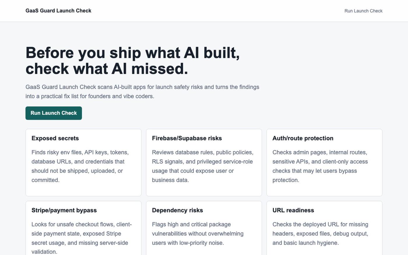 GaaS Guard Launch Check — screenshot
