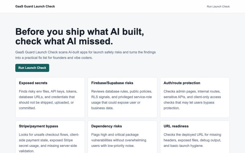 GaaS Guard Launch Check — screenshot