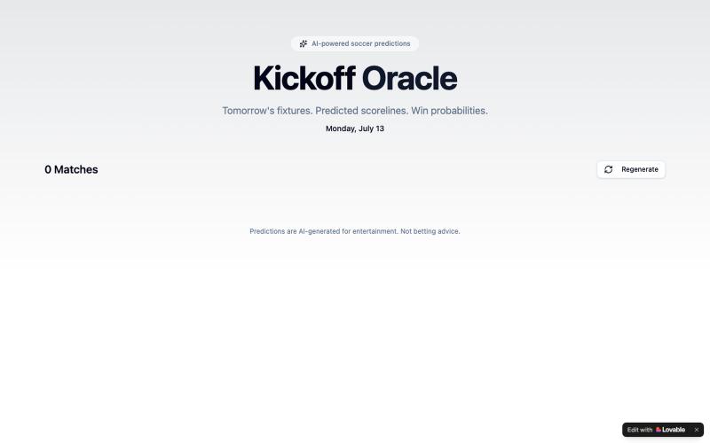 Kickoff Oracle — AI Soccer Predictions for Tomorrow — screenshot