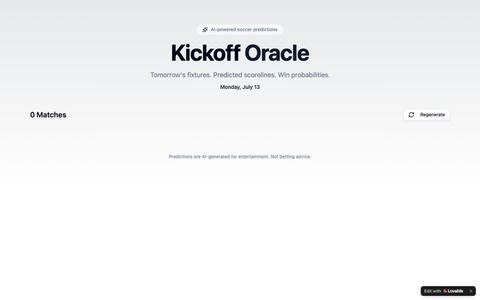 Kickoff Oracle — AI Soccer Predictions for Tomorrow — screenshot