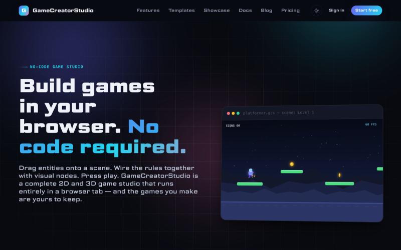 GameCreatorStudio — Build games in your browser. No code required. — screenshot