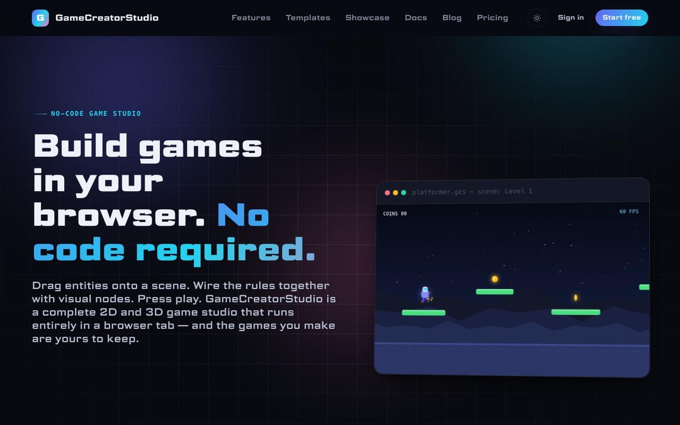 GameCreatorStudio — Build games in your browser. No code required. — screenshot