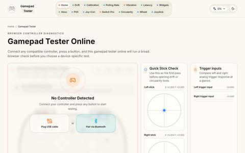 Gamepad Tester Online - Browser Controller Test — screenshot