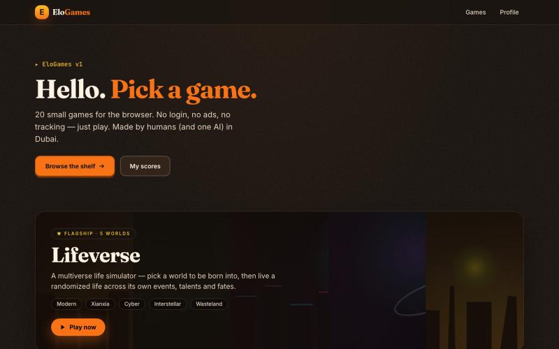 EloGames — Play indie games instantly in your browser — screenshot