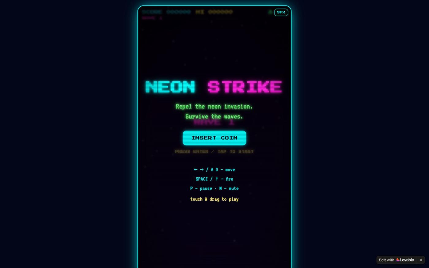 NEON STRIKE — Retro Arcade Shooter — screenshot