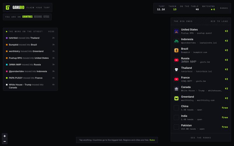 gangbid — claim your turf — screenshot