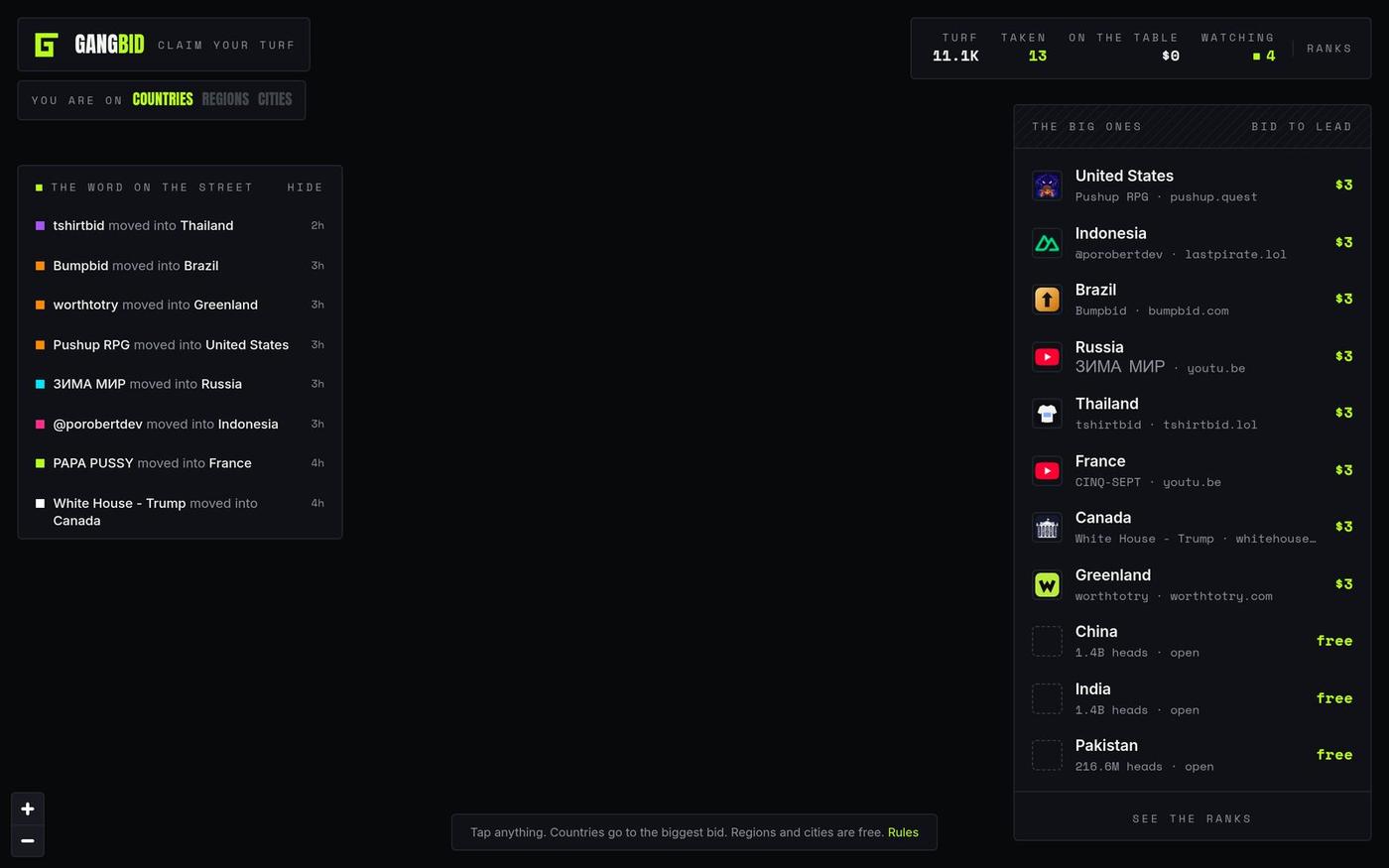 gangbid — claim your turf — screenshot