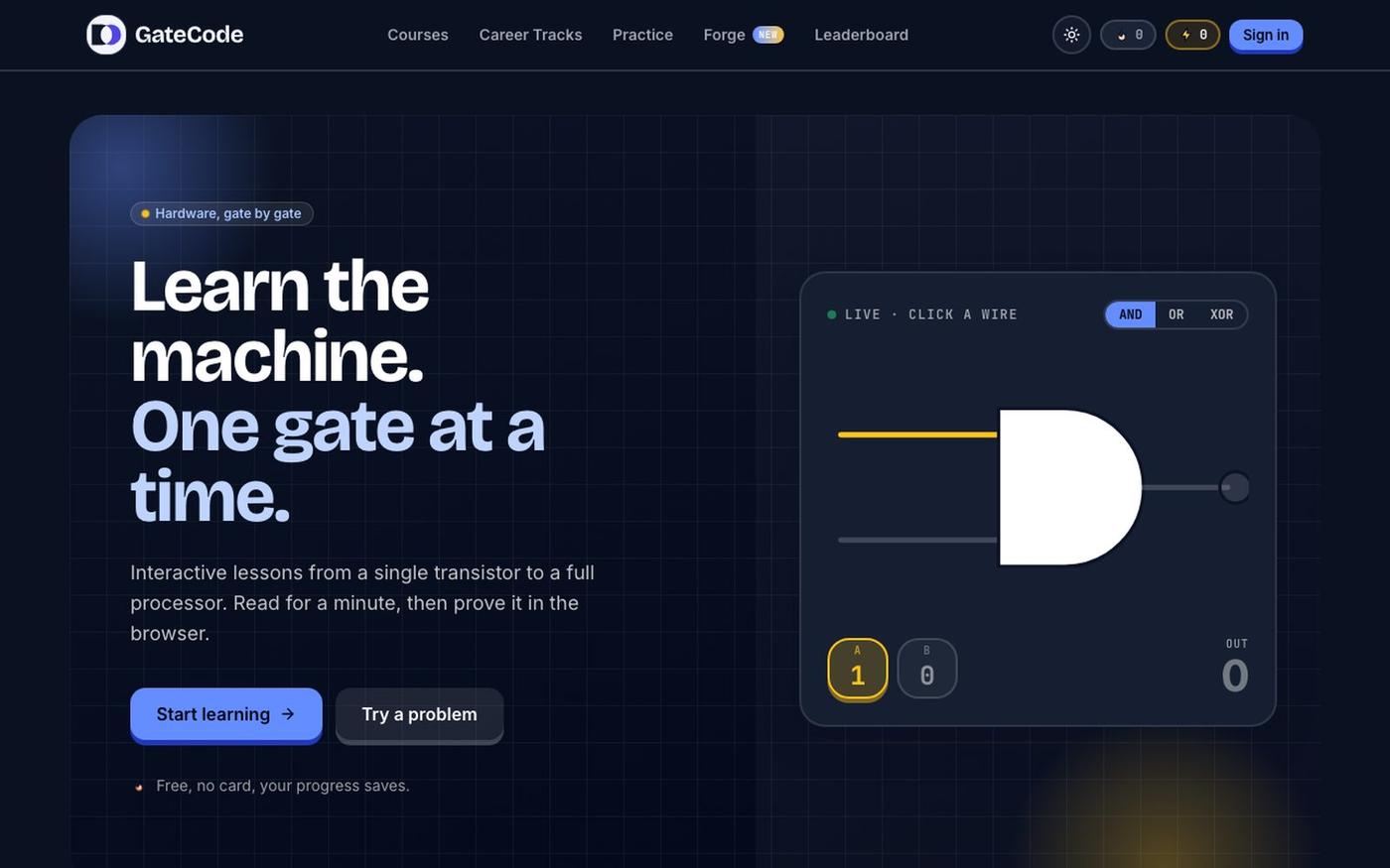 Learn Hardware Engineering Online with GateCode — screenshot