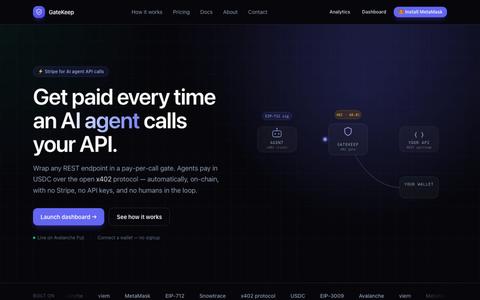 GateKeep — Stripe for AI agent API calls — screenshot