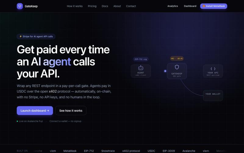 GateKeep — Stripe for AI agent API calls — screenshot