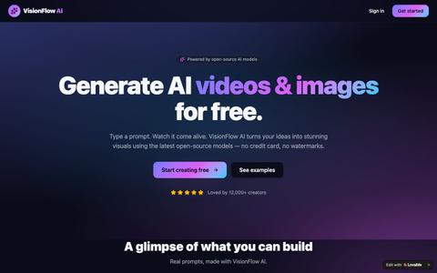 VisionFlow AI — Free AI Image & Video Generator — screenshot